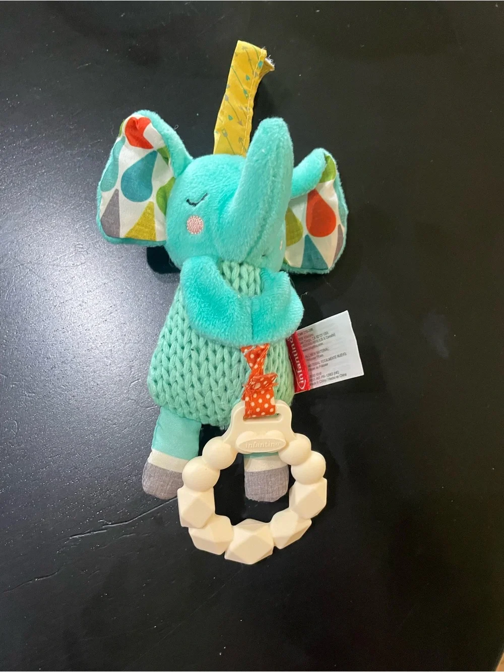 Infantino Baby Plush Elephant Teething Ring chime sounds soothing lovey infant